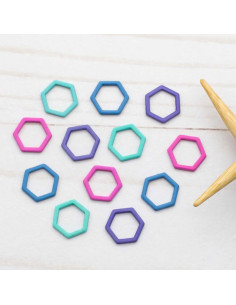 Juego de 12 marcadores de puntadas cerrados - Hexágono de colores