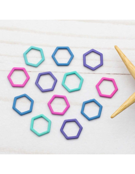 Juego de 12 marcadores de puntadas cerrados - Hexágono de colores