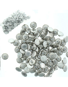 Caja de 100 botones vaqueros de 17 mm - Plata y laurel brillante con estrellas