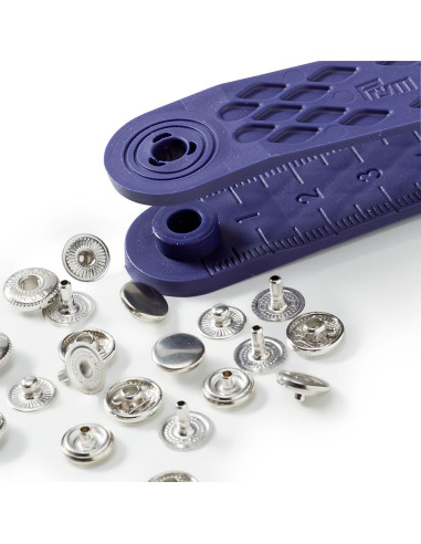 Caja de 10 botones de presión anorak Plata con herramienta de 8 mm