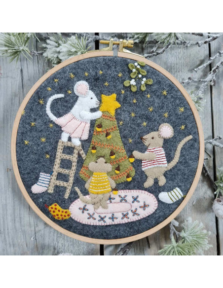 Kit de fieltro con tambor - Familia de ratones en Navidad