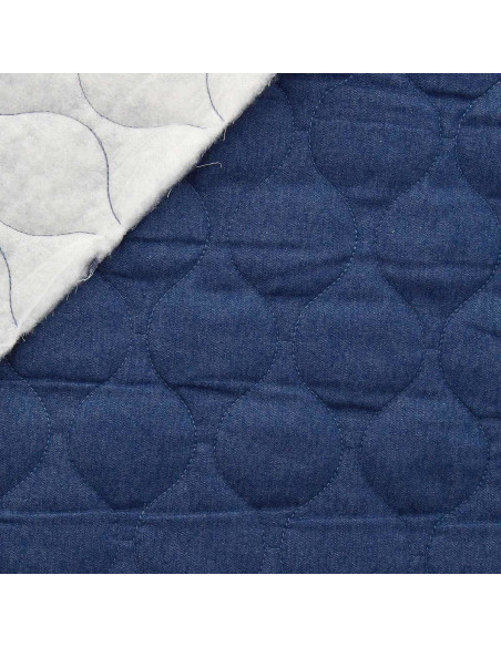Tejido de algodón acolchado wave - Denim chambray azul