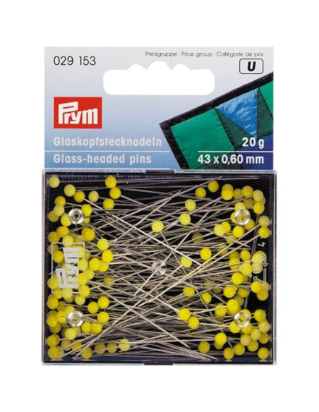 Alfileres de cabeza de vidrio extra largas 20 Grs