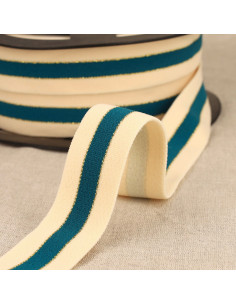 Elástico bicolor bordes dorados - Azul pato