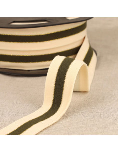Elástico bicolor bordes dorados - Caqui