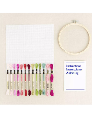 Kit de bordado de punto de cruz - Peonías rosas