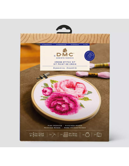 Kit de bordado de punto de cruz - Peonías rosas