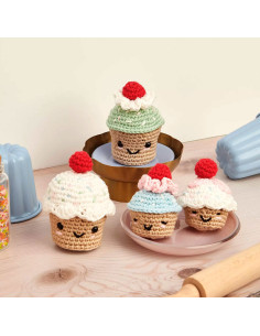 Kit amigurumi - Cupcakes cerezas