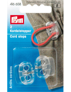 Topes de cordón de plástico con 2 agujeros - Transparente