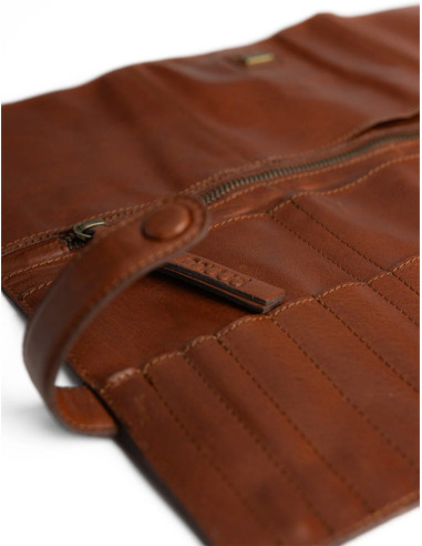 Estuche de almacenamiento de cuero para agujas circulares Muud Stockholm - Marrón Intenso