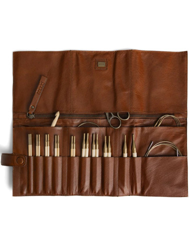 Estuche de almacenamiento de cuero para agujas circulares Muud Stockholm - Marrón Intenso