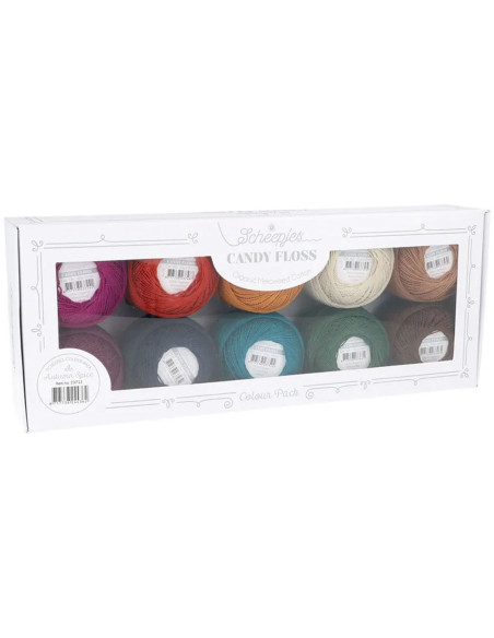 Estuche de 10 ovillos de algodón perlé Scheepjes Candy Floss N°10 - Autumn Spice