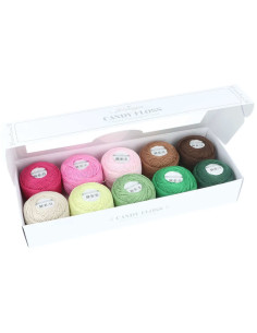 Estuche de 10 ovillos de algodón perlado Scheepjes Candy Floss N°10 - Verdes 2