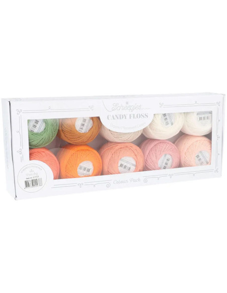Caja de 10 ovillos de algodón perlado Scheepjes Candy Floss N°10 - Peachy
