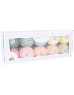 Caja de 10 ovillos de algodón perlado Scheepjes Candy Floss N°10 - Frosting