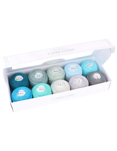 Caja de 10 ovillos de algodón perlado Scheepjes Candy Floss N°10 - Earl Grey