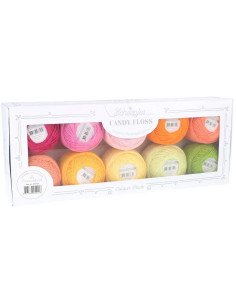Estuche de 10 ovillos de algodón perlado Scheepjes Candy Floss N°10 - Passionfruit