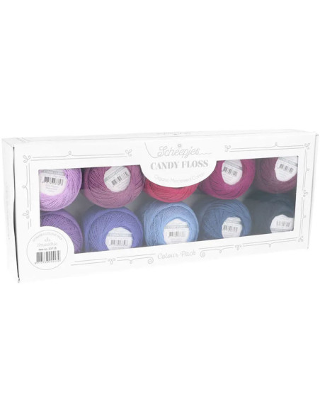 Caja de 10 ovillos de algodón perlado Scheepjes Candy Floss N°10 - Smoothie