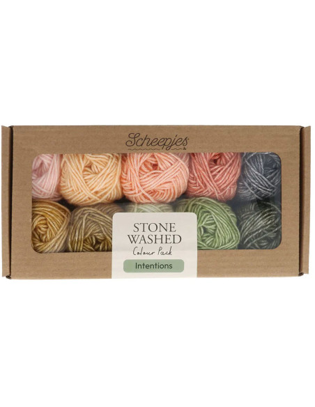 Caja de 10 ovillos Scheepjes Stone Washed Colour Pack - Intenciones