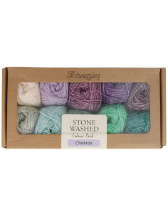 Caja de 10 ovillos Scheepjes Stone Washed Colour Pack - Chakras
