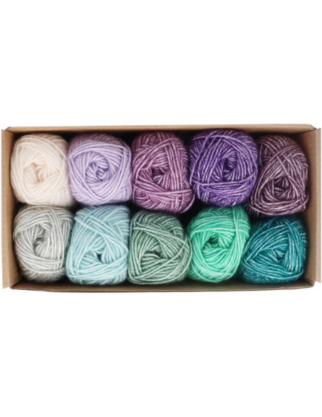 Caja de 10 ovillos Scheepjes Stone Washed Colour Pack - Chakras