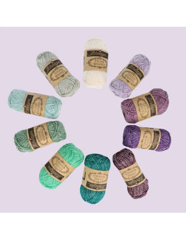 Caja de 10 ovillos Scheepjes Stone Washed Colour Pack - Chakras