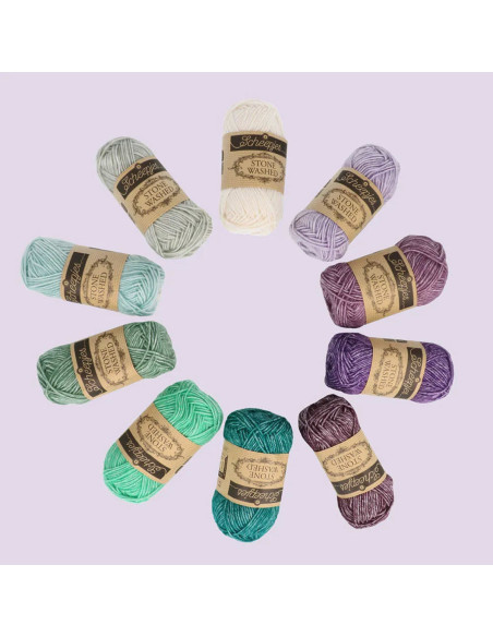 Caja de 10 ovillos Scheepjes Stone Washed Colour Pack - Chakras