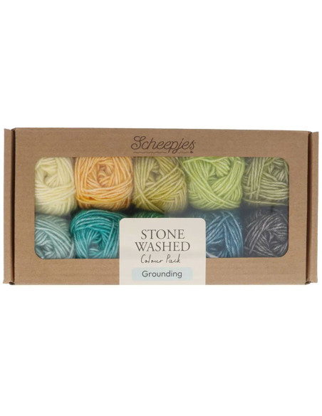 Caja de 10 ovillos Scheepjes Stone Washed Colour Pack - Grounding