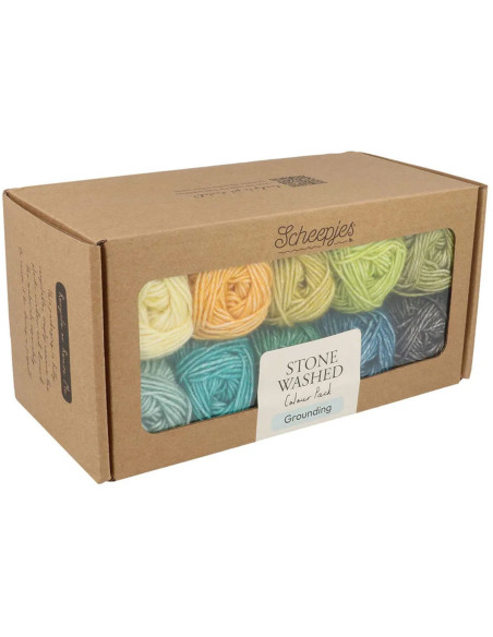 Caja de 10 ovillos Scheepjes Stone Washed Colour Pack - Grounding