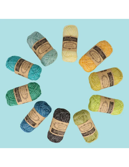 Caja de 10 ovillos Scheepjes Stone Washed Colour Pack - Grounding