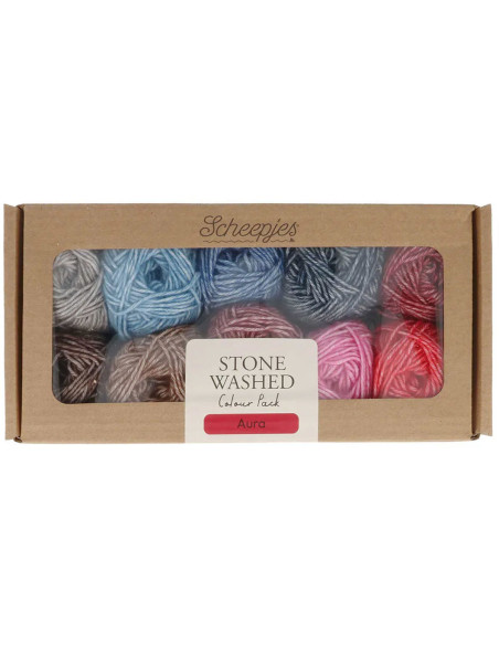 Caja de 10 ovillos Scheepjes Stone Washed Colour Pack - Aura