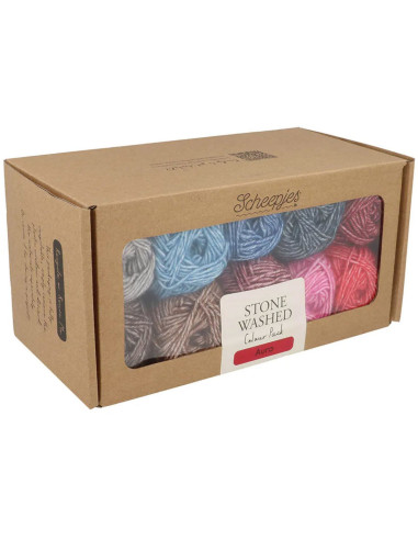 Caja de 10 ovillos Scheepjes Stone Washed Colour Pack - Aura