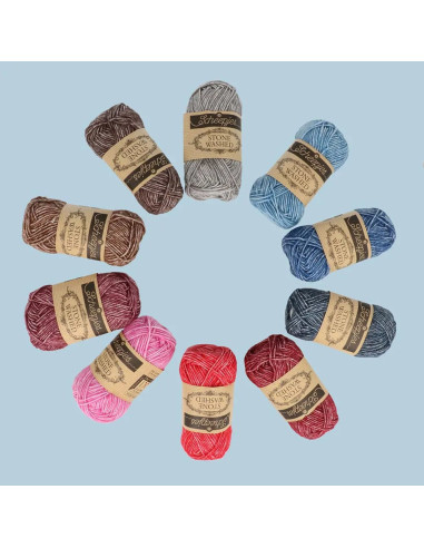 Caja de 10 ovillos Scheepjes Stone Washed Colour Pack - Aura