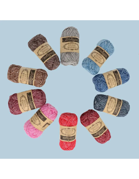 Caja de 10 ovillos Scheepjes Stone Washed Colour Pack - Aura