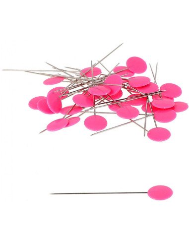 Caja de 100 alfileres con cabeza de plástico pastillas fucsia Bohin