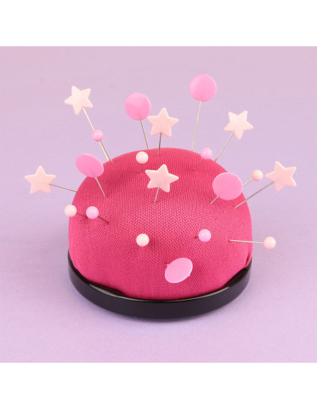 Caja de 100 alfileres con cabeza de plástico pastillas fucsia Bohin