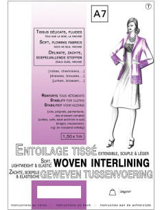 Entretela tejida termoadhesiva extensible 1,0 x 1,5 m - Tejidos delicados y fluidos
