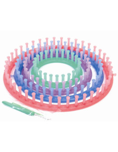 Paquete de 4 tricotadoras circulares + ganchillo + aguja Trimits
