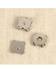 Juego de 2 botones de cierre magnético de 18 mm para coser - Plata