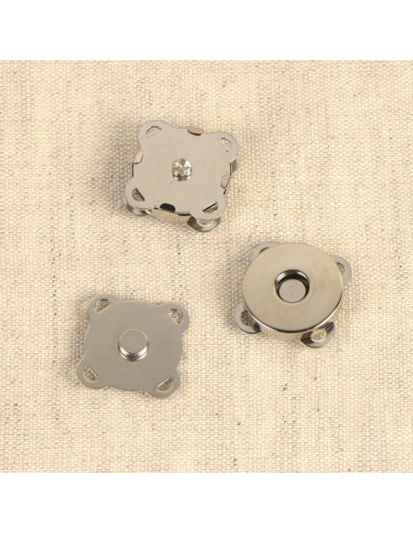 Juego de 2 botones de cierre magnético de 18 mm para coser - Plata