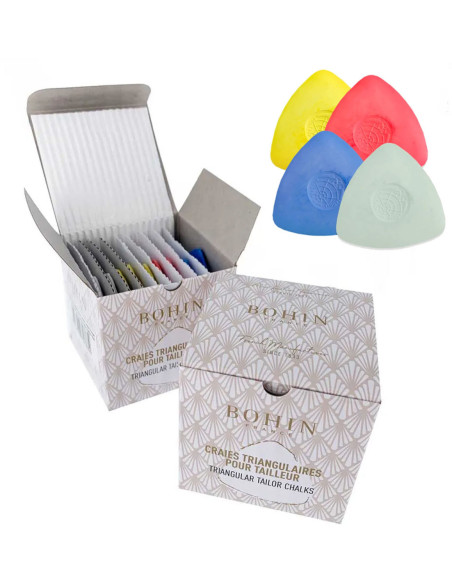Caja de 10 tizas triangulares de colores surtidos Bohin