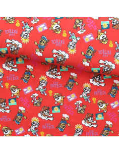 Tela de jersey Patrulla Canina - Sol fondo naranja