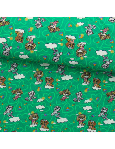 Tela de jersey Patrulla Canina - Nube fondo verde