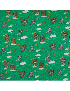 Tela de jersey Patrulla Canina - Nube fondo verde 2