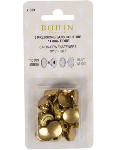 Caja de 8 botones a presión sin costura para telas pesadas de 14 mm Bohin - Dorado