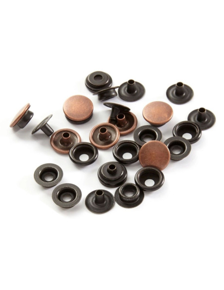 Caja de 8 botones a presión sin costura para telas pesadas de 14 mm Bohin - Cobre
