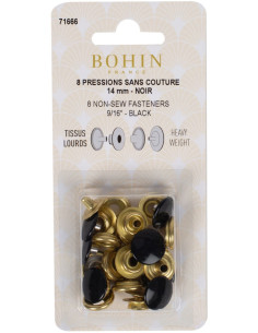 Caja de 8 botones de presión sin costura para telas pesadas de 14 mm Bohin - Negro