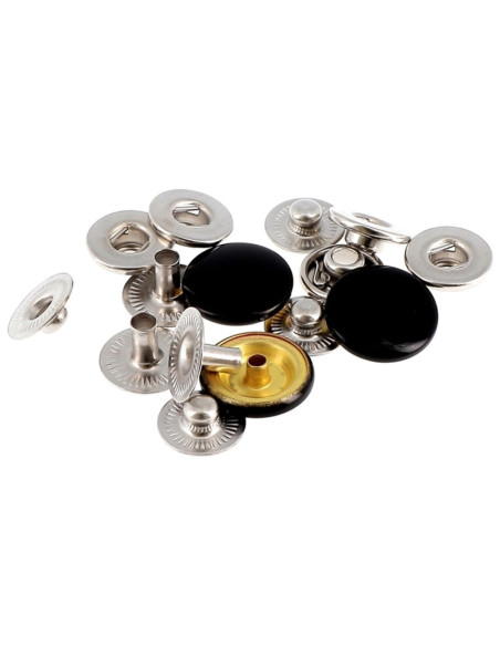 Caja de 10 botones de presión sin costura para telas medianas 14 mm Bohin - Negro