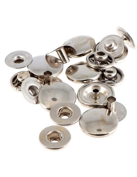 Caja de 10 botones de presión sin costura para telas medianas de 14 mm Bohin - Plata