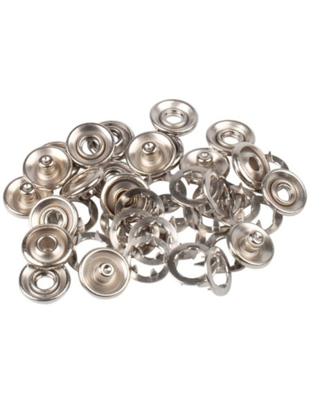 Caja de 10 botones a presión sin costura jersey con garras en cúpula de 10 mm Bohin - Plata